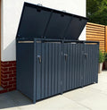 Anthracite Steel Wheelie Bin Store – Triple