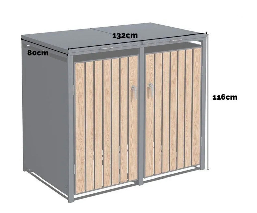 Teak Effect Wheelie Bin Store – Double