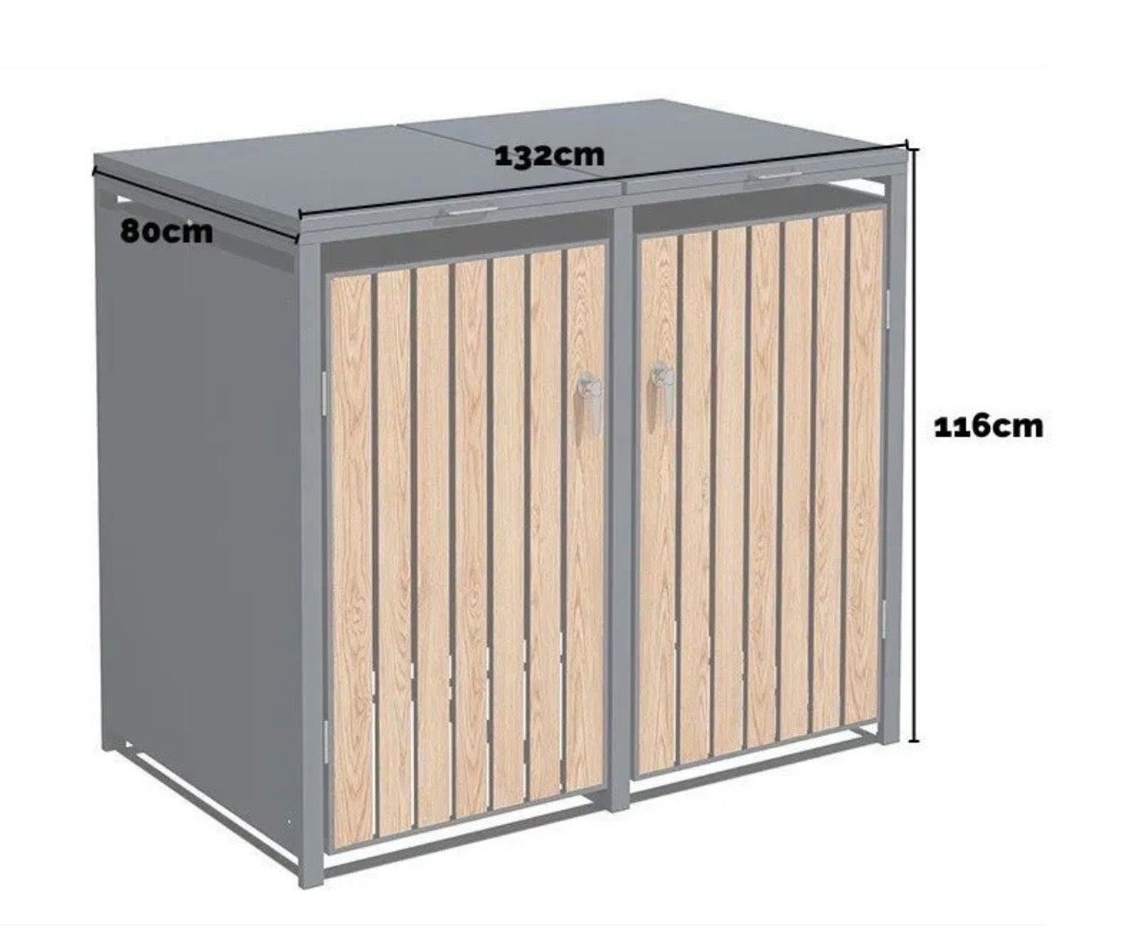 Teak Effect Wheelie Bin Store – Double