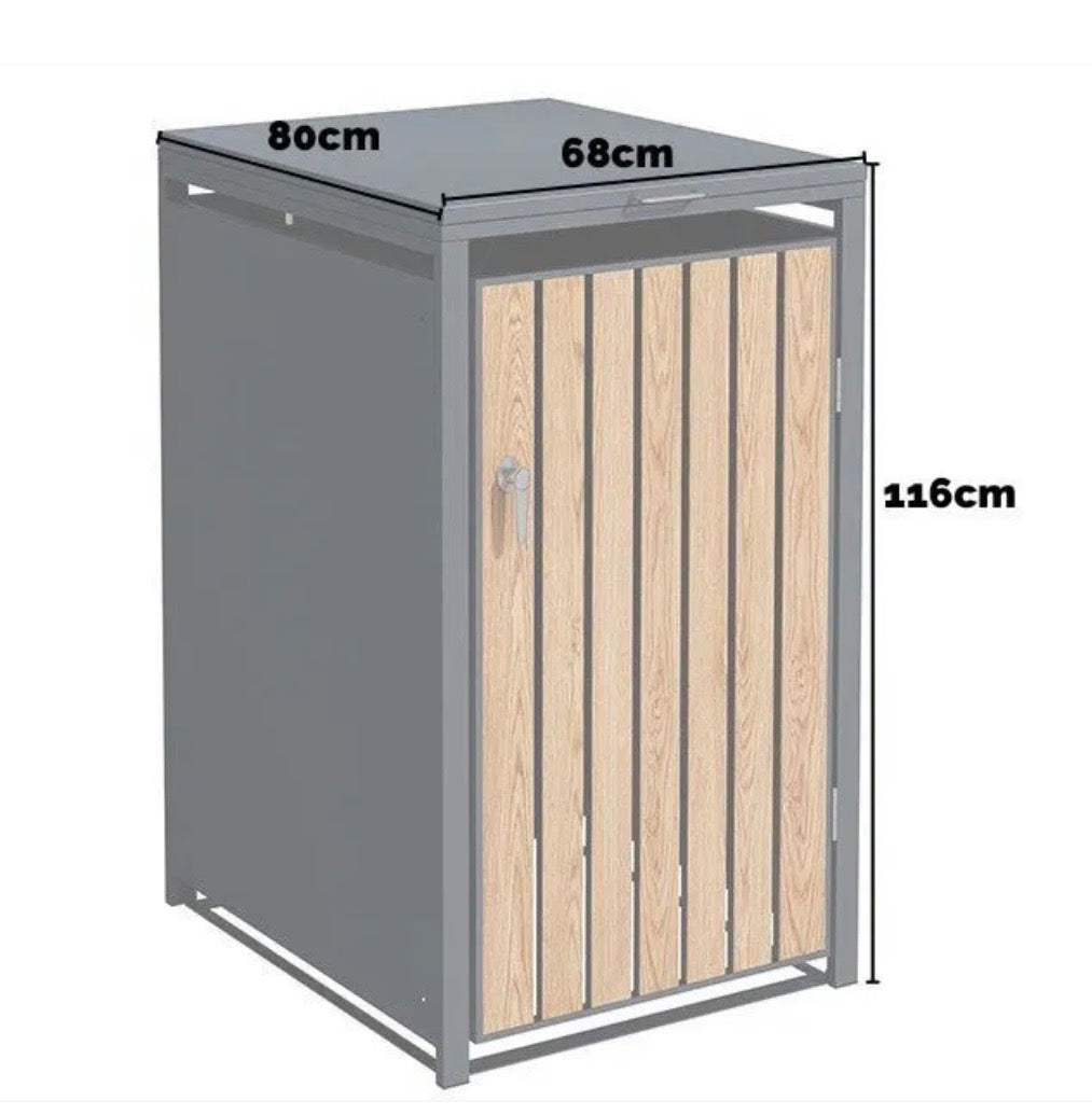 Teak Effect Wheelie Bin Store – Single