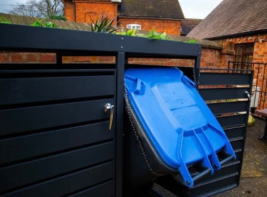 Teak Effect Planter Top Wheelie Bin Store – Single