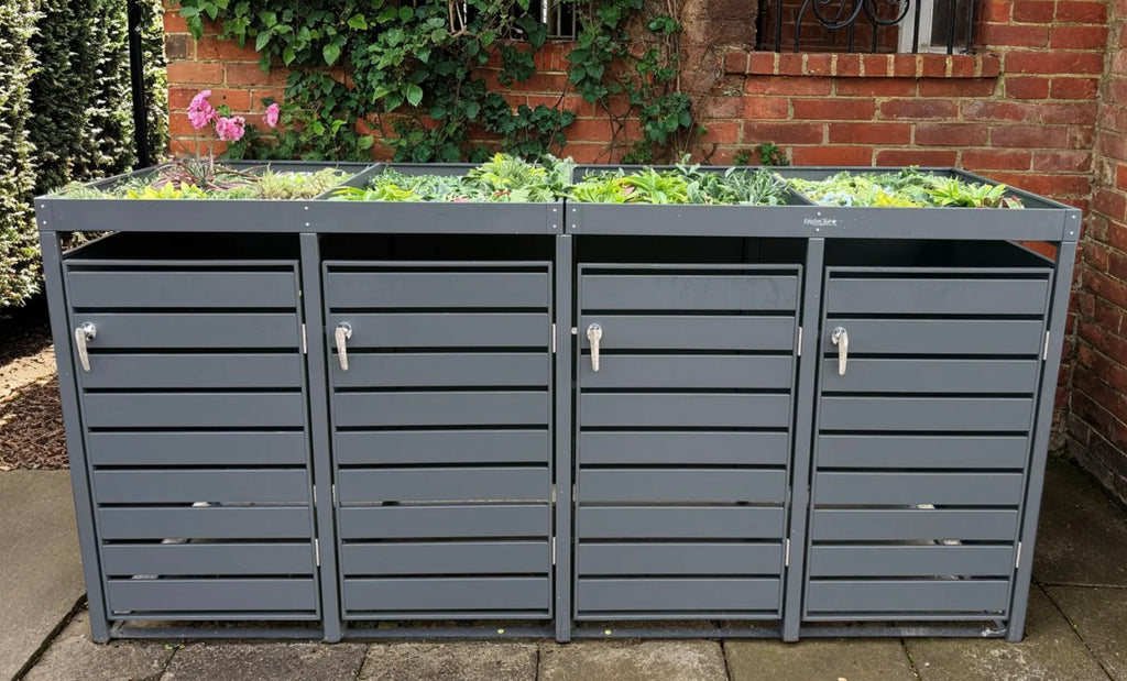 Anthracite Steel Planter Top Wheelie Bin Store – Quad