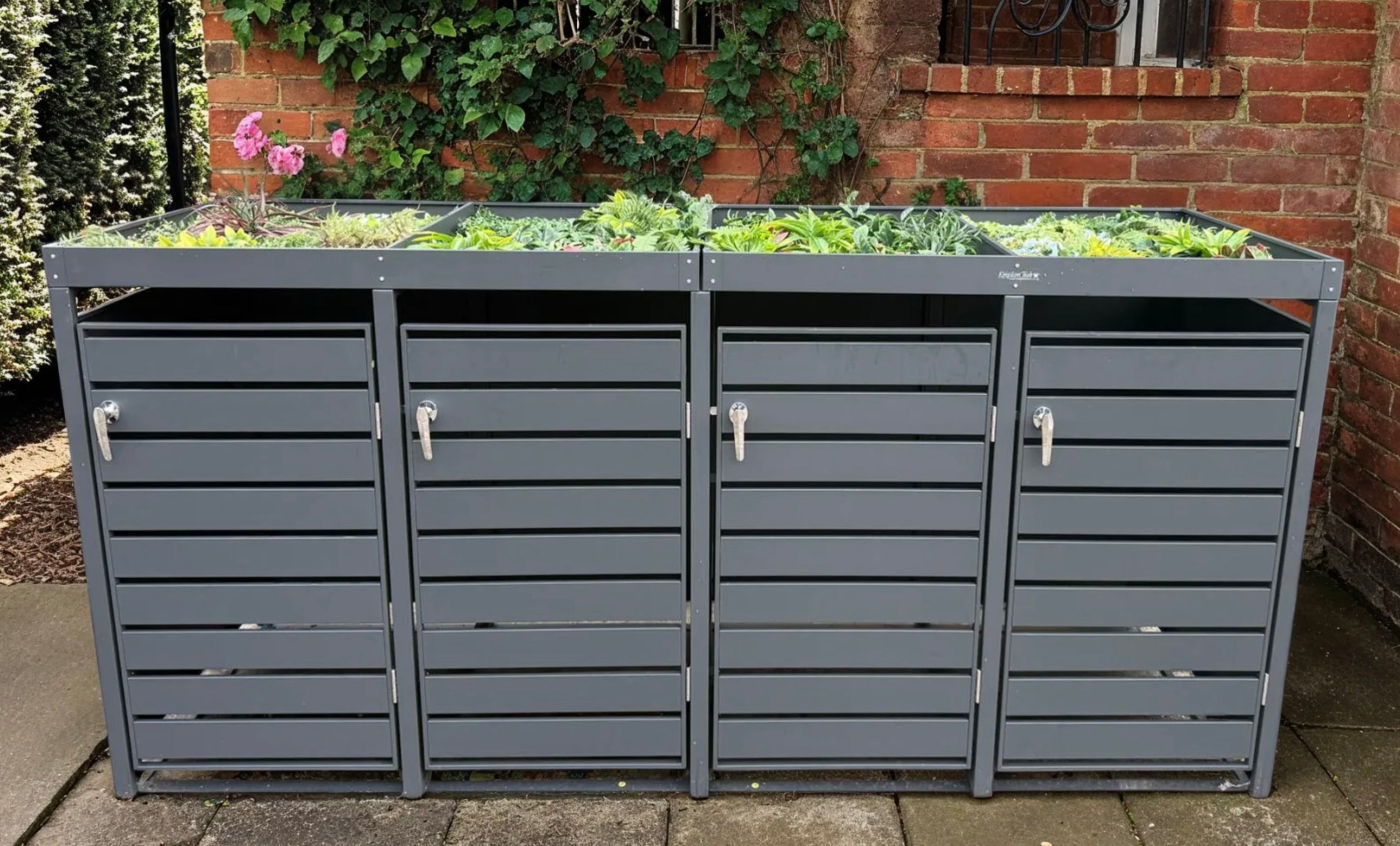 Anthracite Steel Planter Top Wheelie Bin Store – Quad