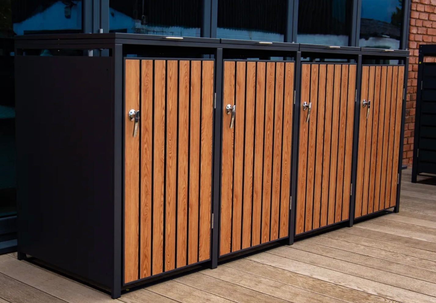 Teak Effect Wheelie Bin Store – Quad