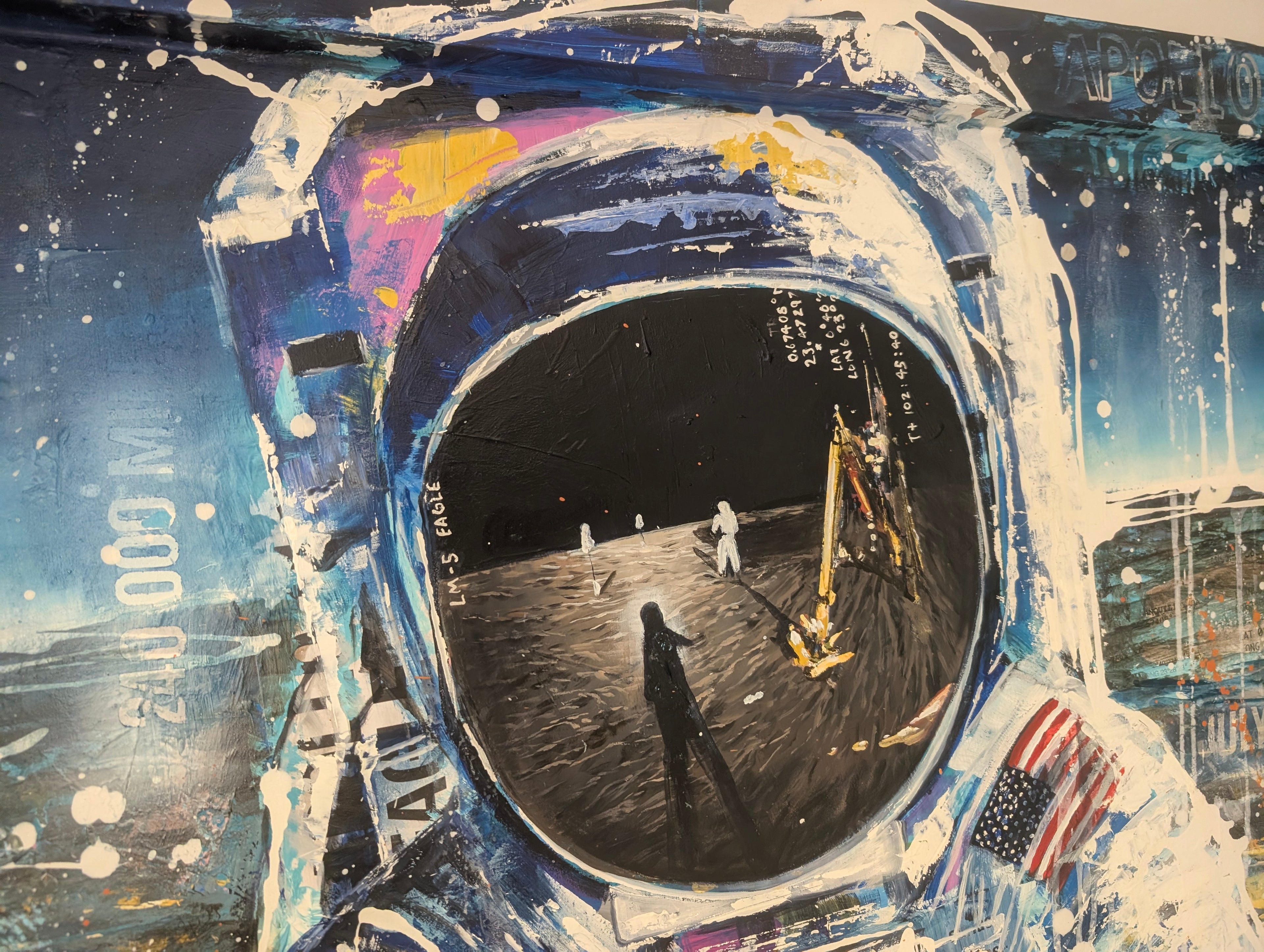 Apollo 11 – close-up of visor reflection showing moon landing scene by Ben Goymour